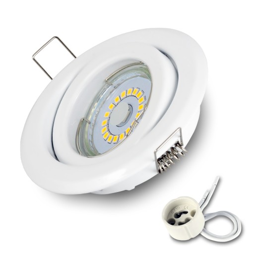 KčO halogénové nastaviteľné svietidlo BIELA + GU10 5W teplá LED žiarovka