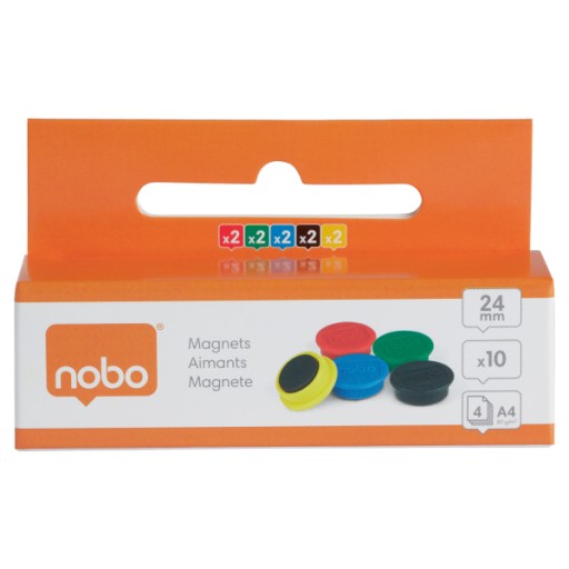 Farebné mix magnety na dosky 24mm, 10ks - nobo
