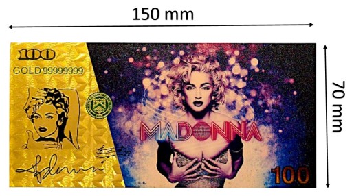 MADONNA Jedinečná ZLATÁ BANKOVKA Zberateľský DARČEK PRE FANOUŠKA