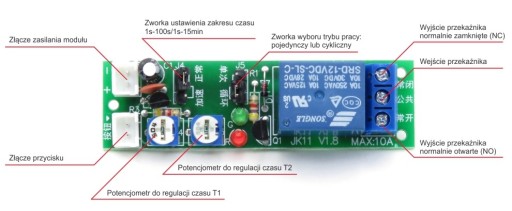 12V reléový modul s časovačom