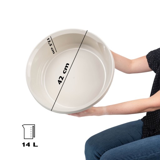 PLASTOVÁ MISKA 14L, okrúhla PAVEL, BIELA