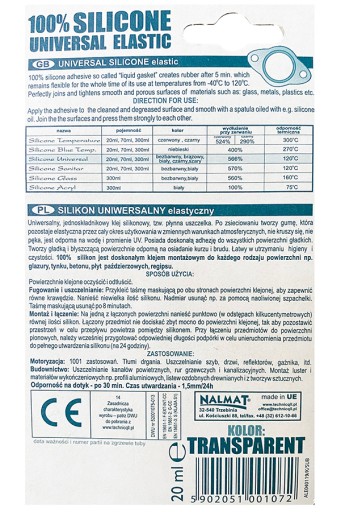 UNIVERZÁLNY SILIKÓN V MALEJ tube, ČÍRA 20ml TECHNICQLL S-072