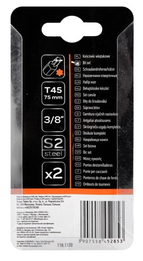 Bit TORX T45 x 75 mm, S2 x 2 ks.