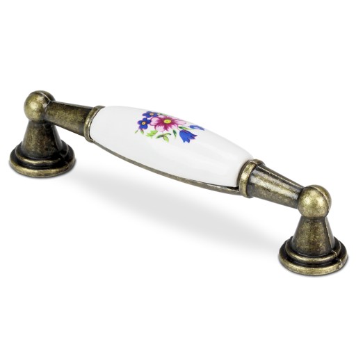 RETRO PORCELÁNOVÁ ÚCHYTKA NA NÁBYTOK S DEKOR ÚCHYTKA KUCHYNSKEJ SKRINÍK 96MM