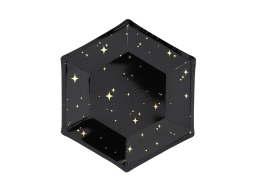 Black Gold Stars silvestrovské taniere, 6 ks.