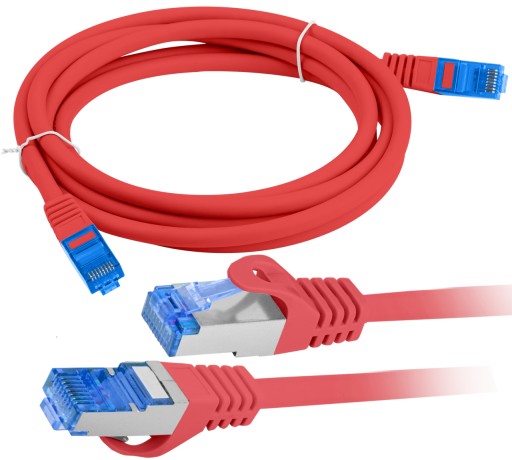 Ethernetový internetový kábel skrútený RJ45 LAN Cat 6A SFTP LSZH 3m červený