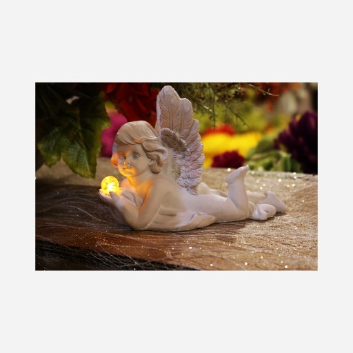 Dekorácia anjel s LED osvetlením, 12 cm