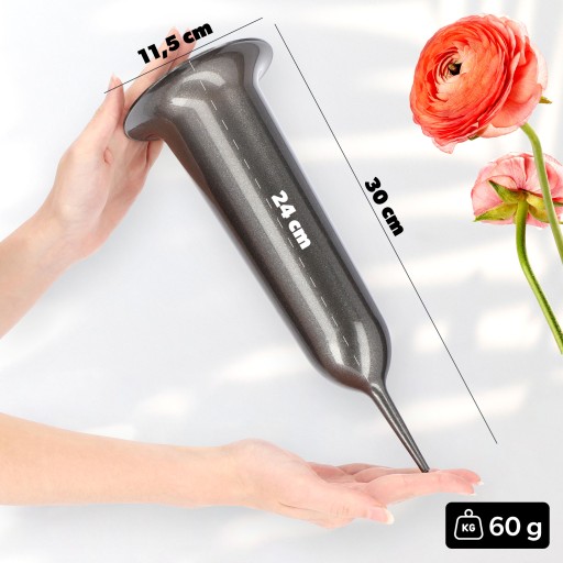 VALCON NA CINTORÍN, NÁHROBNÝ NÁHOBNÍK ODVÁŽENÝ, GRAFIT, 30 cm, NA KVETY, NÁHOBNÝ NÁHOBNÍK.
