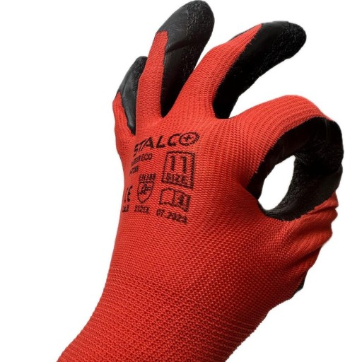 STALCO, polyester 11, červené, pracovné rukavice BOZP do záhrady a garáže