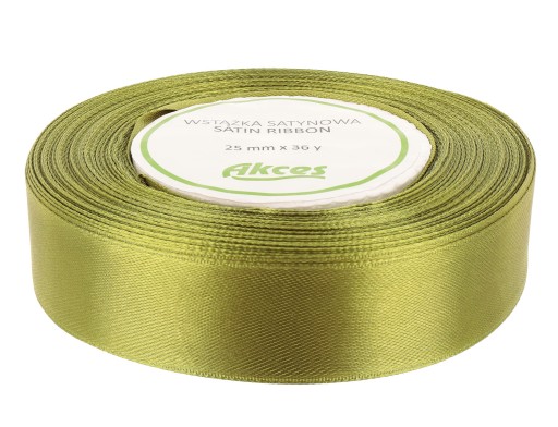 Ozdobná saténová stuha 25mm 32mb khaki