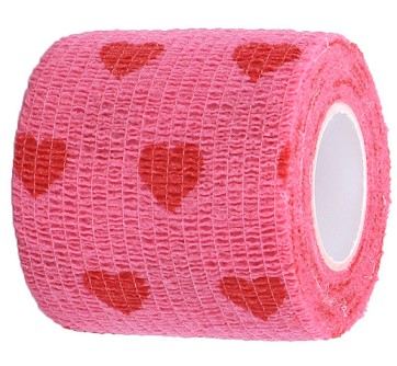 Ružový srdiečkový kohézny obväz 5 cm x 4,5 m