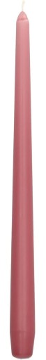 Stolová sviečka, púdrovo ružová, matná, klasická, rovná kužeľová sviečka, 25 cm