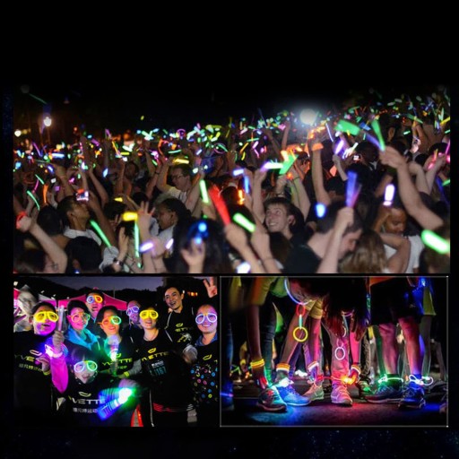 Svietiace náramky, čelenky, fluorescenčné tyčinky, 10 ohnivých tyčiniek