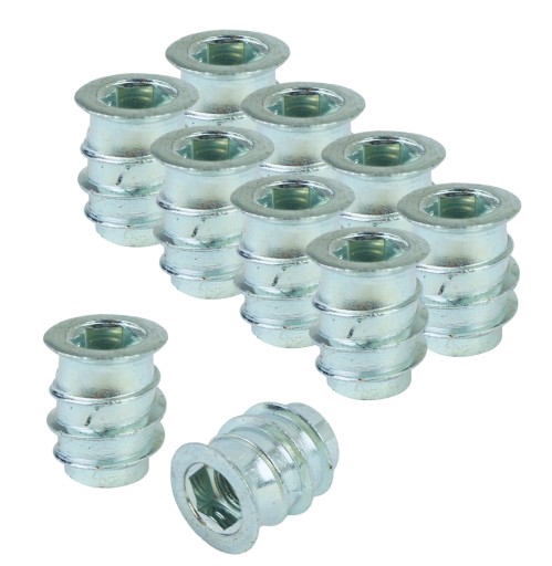 10x nástrčná skrutka M6 x 15 mm, nábytková vložka na drevo, so 6 imbusovým kľúčom