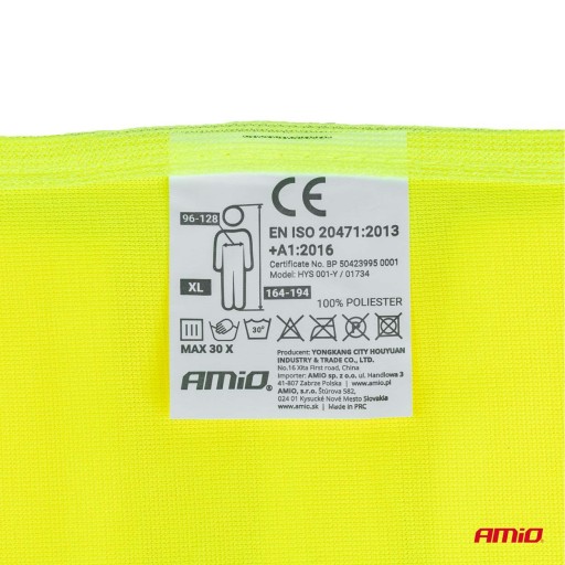ŽLTÁ VÝSTRAŽNÁ VESTA SV-01 S CERTIFIKÁTOM