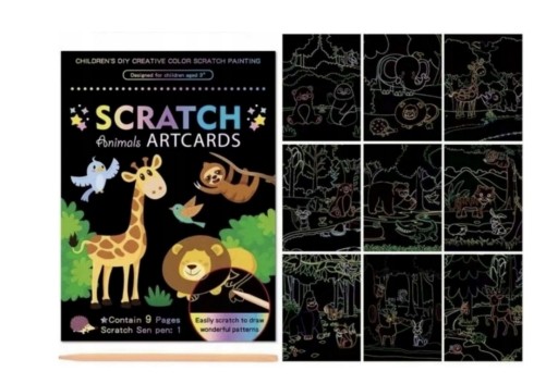 Omaľovánka SCRATCH PAGE 2V1 ZVIERATKÁ lesný darček k narodeninám