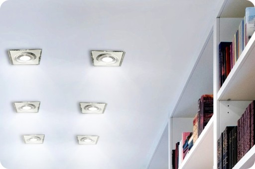 SKLENENÝ RÁM, OČKO, LED HALOGÉNOVÉ SVIETIDLÁ, ZÁSUVKA GU10 NA STROP, 230V