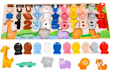 Drevená montessori hračka na triedenie puzzle