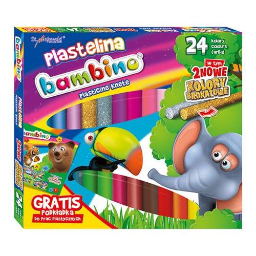BAMBINO školská plastelína 24 farieb + zlatá, strieborná