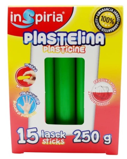 Plastelína školská ZELENÁ 15 tyčiniek 250g Inspiria 9868