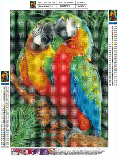 Diamantový vyšívací SET Diamantové maľovanie PARROTS DIAMANTOVÁ MOZAIKA 5D Obrázok