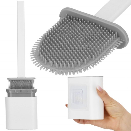 SILIKÓNOVÁ WC KEFA NA KÚPEĽŇOVÚ WC, ANTIBAKTERIÁLNA, BIELA ZÁVESNÁ