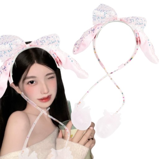 ČELENKA ZAJIČKA POHYBLIVÉ UŠI KRÁLIK KIGURUMI COSPLAY KAWAII