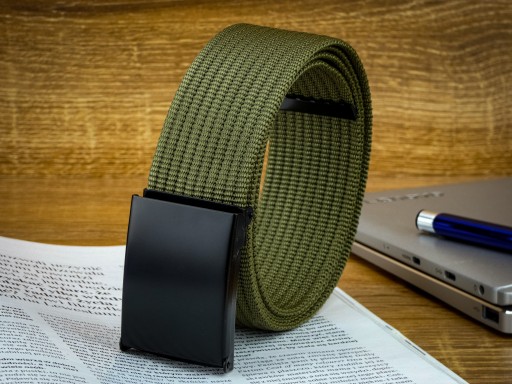 Pánsky KHAKI WEBBING opasok krátka kovová spona MATNÁ