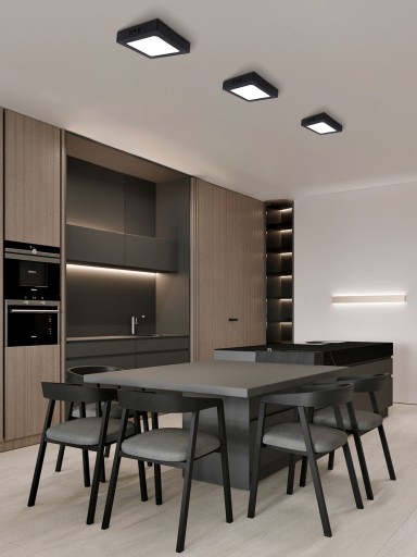 Prisadený LED panel 18W NW čierny 17,5x17,5cm stropné svietidlo Plafon štvorcové