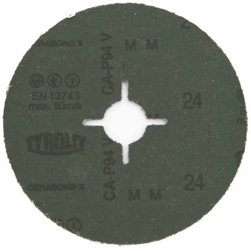 Kotúč z keramických vlákien TYROLIT P24 125 mm na kov, nehrdzavejúca oceľ