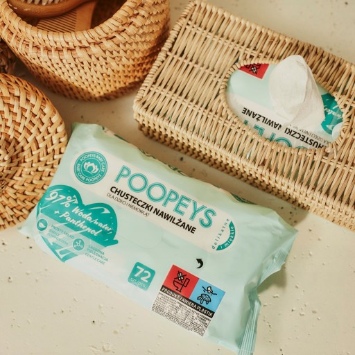4x Poopeys Vlhčené obrúsky panthenol aloe 97% voda vodné obrúsky 288 ks