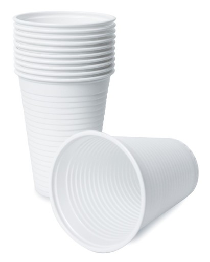 Opätovne použiteľné plastové poháre VYLOUČENÉ OD POPLATKU SUP/BDO biele 200ml 100ks