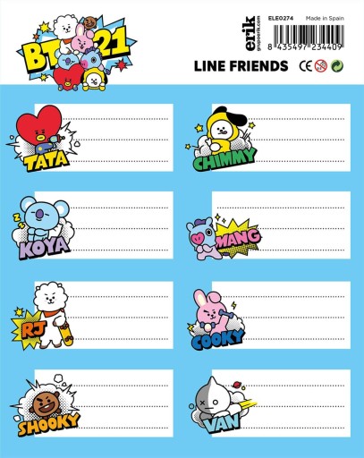 BT21 - nálepky na zošit alebo knihu, štítky