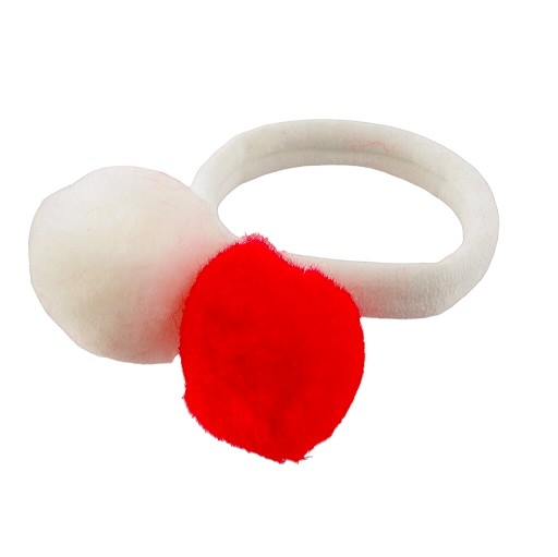 Bielo-červené gumičky do vlasov Pompom