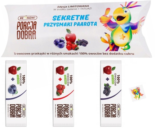 DOBRÝ SÚPRAVA PORCIÍ SNACK MIX LISTY JAHODA BLACKBERRY SLIVKA + TETOVANIE