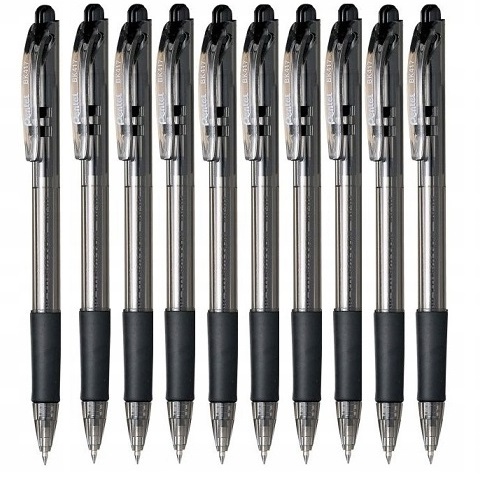Pentel BK417 výsuvné guľôčkové pero, čierne, 10 ks