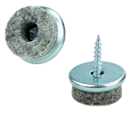 20x kovový klzák priemer 22 mm s plsťou a skrutkou