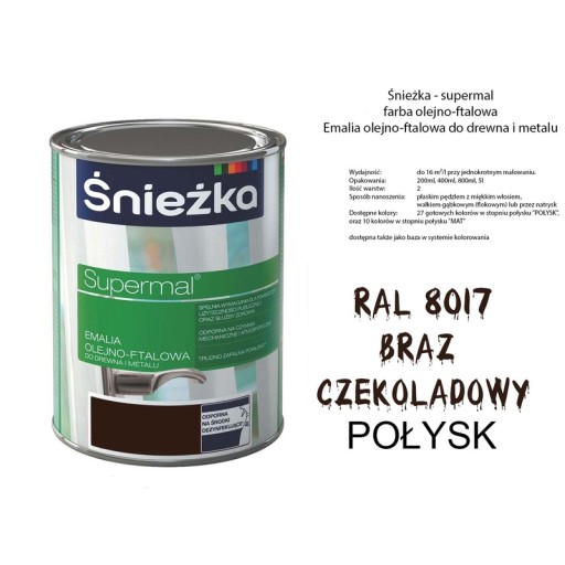 ŚNIEŻKA Olej-ftalát Bronzová kontrola. RAL8017 Poł 0,2L