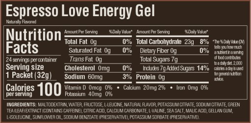 GU Energy Gel Espresso Love energetický gél s kofeínom 40mg káva 32g