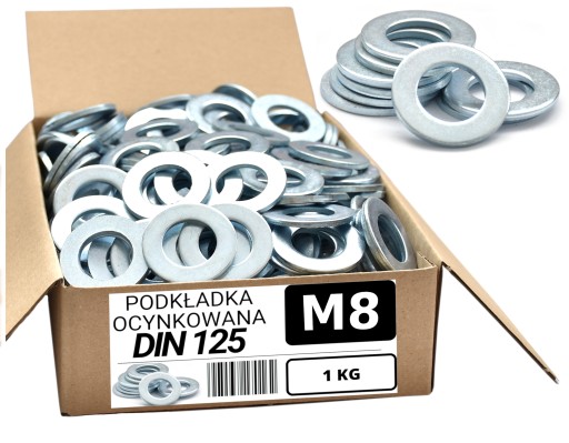M8 podložka pozinkovaná DIN 125 1KG/370 kusov | okrúhla a plochá oceľ