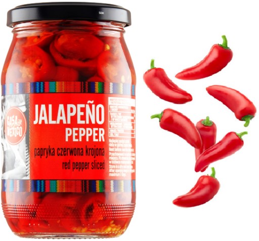 MEXIKO ČERVENÁ PAPRIKA, REZANÉ JALAPENO 340g Casa de Mexico