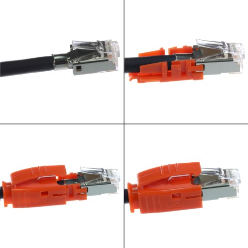 Zástrčka s krytom RJ45 6 6A FTP oranžová Telegartner