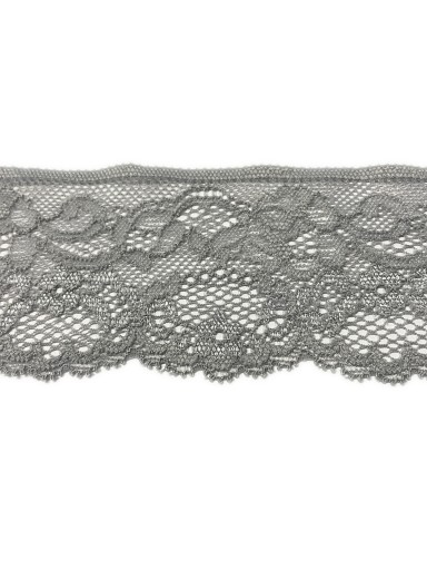 ŠTÝLOVÁ OZDOBNÁ ČIPKA 5CM, ELASTICKÁ, SIVÁ
