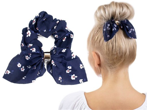 FROTKA kvety SCRUNCHIES gumička do vlasov, námornícka modrá