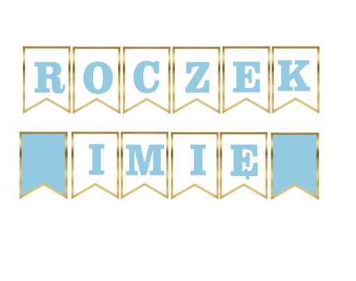 BANNER girlanda 1.narodeniny ROK + MENO nebesko-zlatá