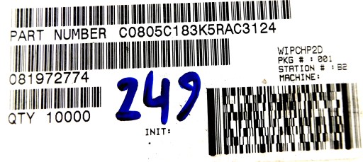 Keramické MLCC SMD 805 18nF 10% 50,0V 200ks
