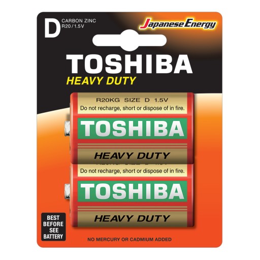 2x TOSHIBA POWERFUL HEAVY DUTY R20 D 1,5V batérie