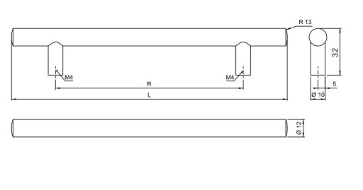 Madlo zábradlia L-352 A100/L-352/432mm Chróm
