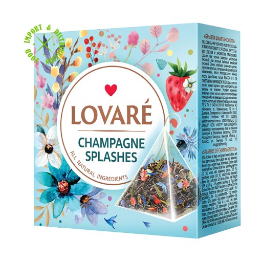 Lovare Champagne Splashes čierny a zelený čaj 15 pyramíd x 2g