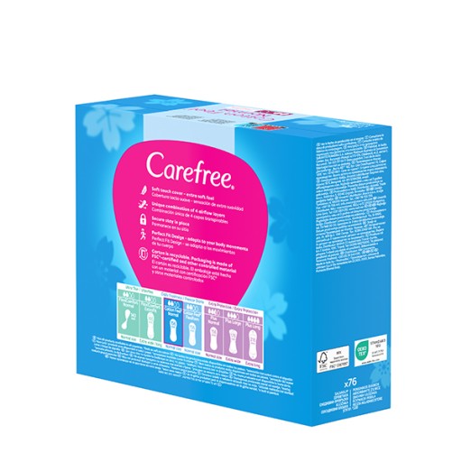 CAREFREE Bavlnené slipové vložky, neparfumované, 76 ks